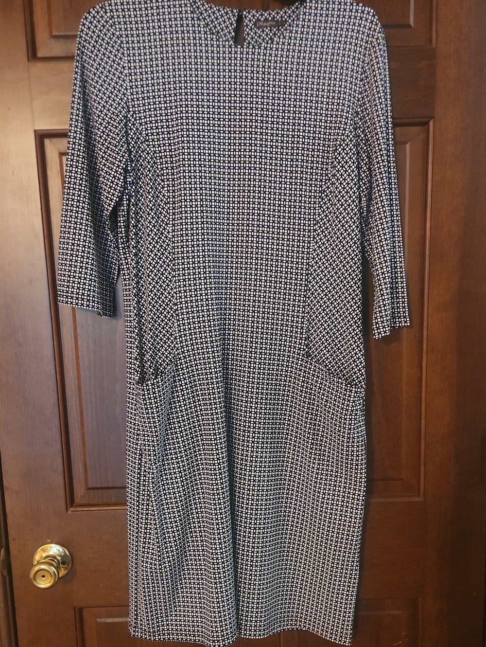 J. McLaughlin Black and White Printed Midi Shift Dress